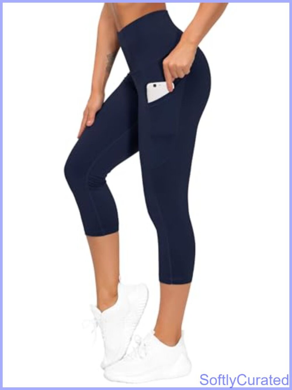 High Waist Capri Yoga Pants Tummy Control Workout Leggings with Pockets